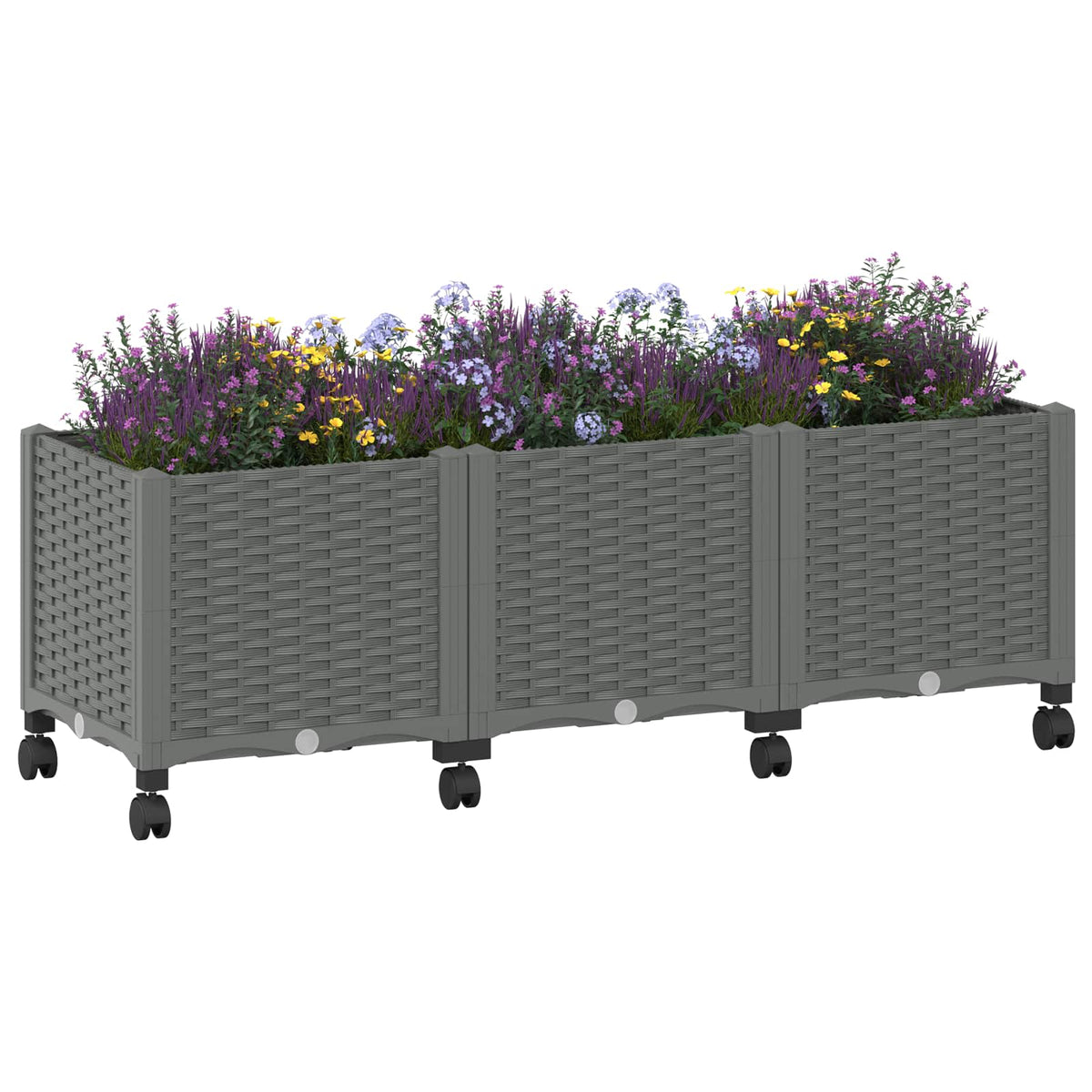 Gartenpflanzer mit Rädern Hellgrau 120 x 40 x 44 cm PP