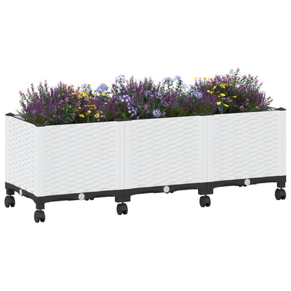 Gartenpflanzer mit Rädern Weiß 120 x 40 x 44 cm PP