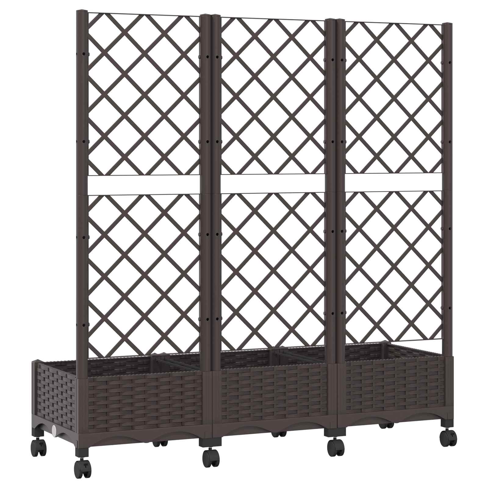Pflanzkübel mit Spalier und Rädern Braun 120 x 40 x 131,5 cm PP