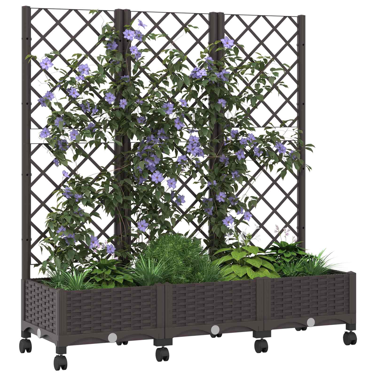 Pflanzkübel mit Spalier und Rädern Braun 120 x 40 x 131,5 cm PP