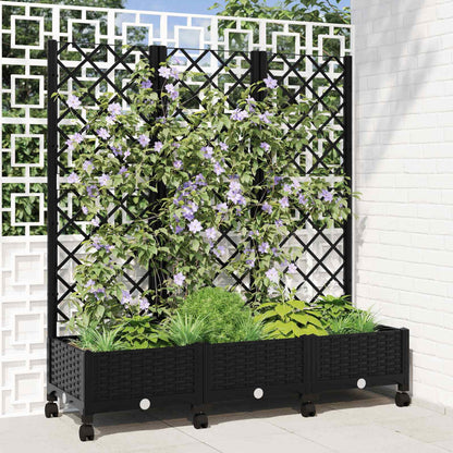 Pflanzkübel mit Spalier und Rädern Schwarz 120 x 40 x 131,5 cm
