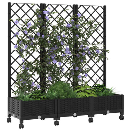 Pflanzkübel mit Spalier und Rädern Schwarz 120 x 40 x 131,5 cm
