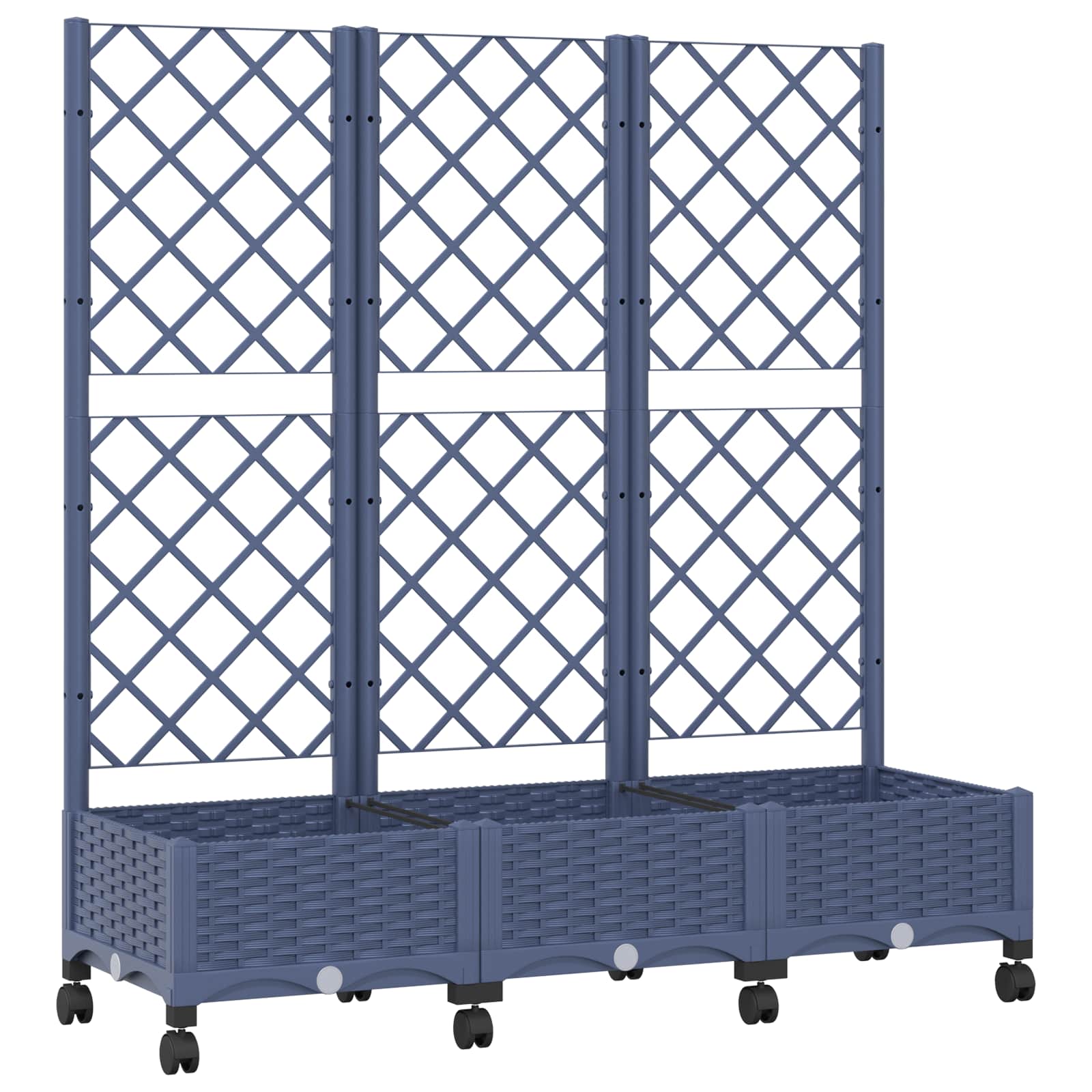 Pflanzkübel mit Spalier und Rädern Blaugrau 120 x 40 x 131,5 cm
