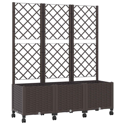 Pflanzkübel mit Spalier und Rädern Braun 120 x 40 x 146 cm PP