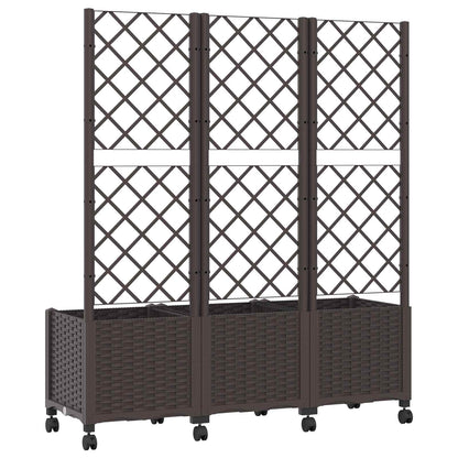 Pflanzkübel mit Spalier und Rädern Braun 120 x 40 x 146 cm PP