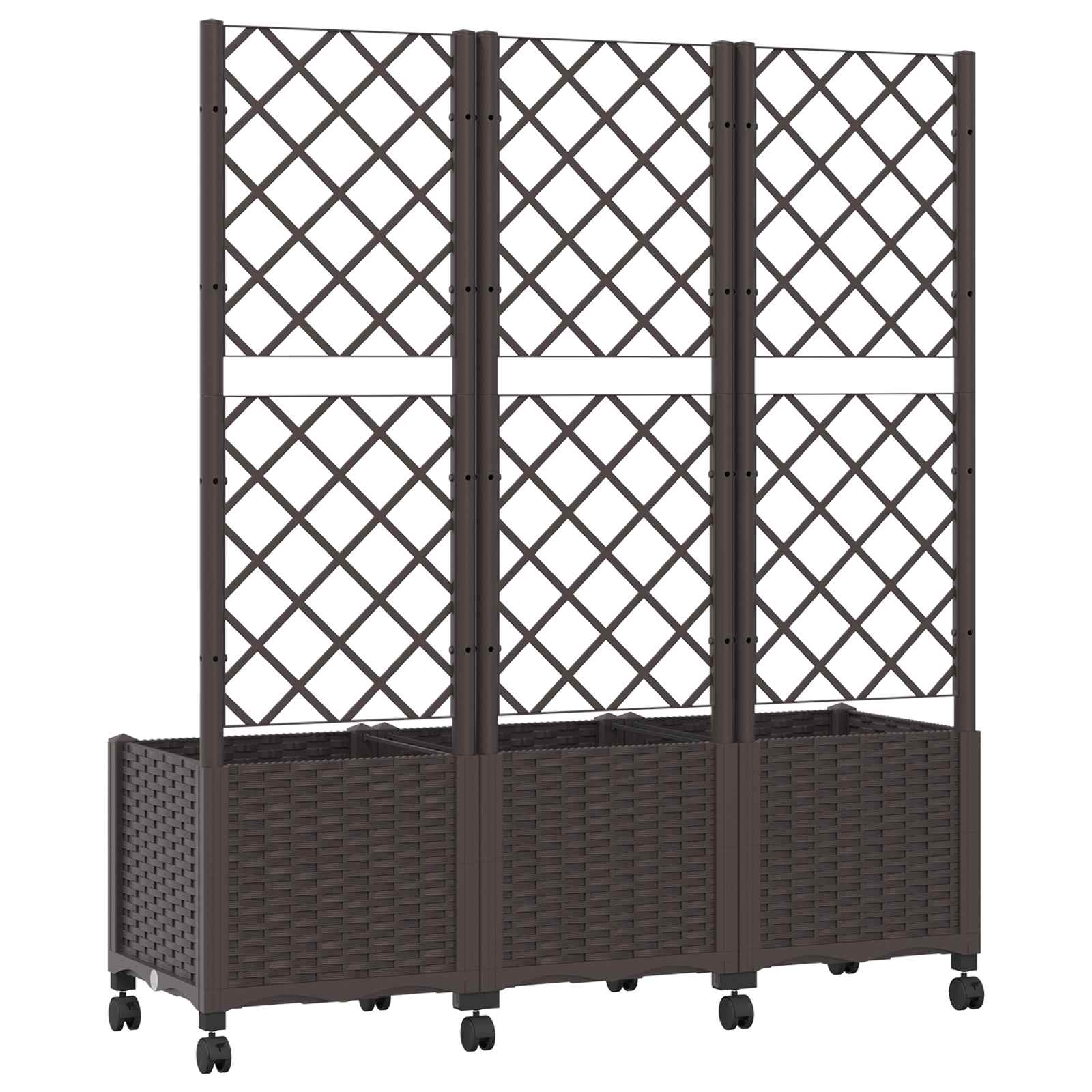 Pflanzkübel mit Spalier und Rädern Braun 120 x 40 x 146 cm PP