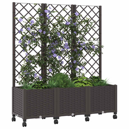 Pflanzkübel mit Spalier und Rädern Braun 120 x 40 x 146 cm PP