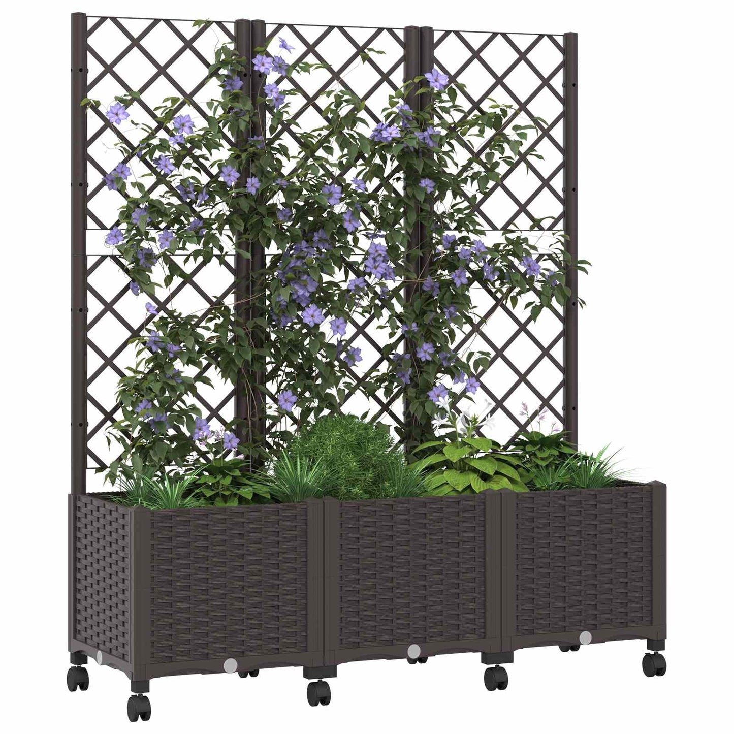 Pflanzkübel mit Spalier und Rädern Braun 120 x 40 x 146 cm PP