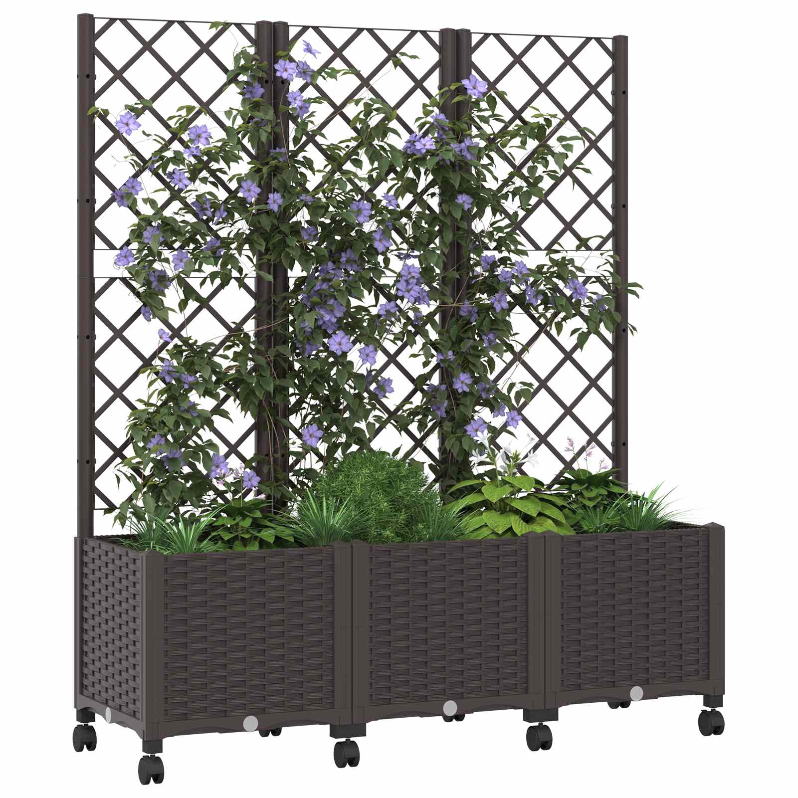 Pflanzkübel mit Spalier und Rädern Braun 120 x 40 x 146 cm PP