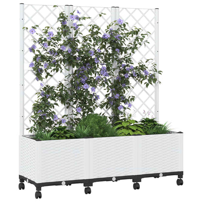 Pflanzkübel mit Spalier und Rädern Weiß 120 x 40 x 146 cm PP