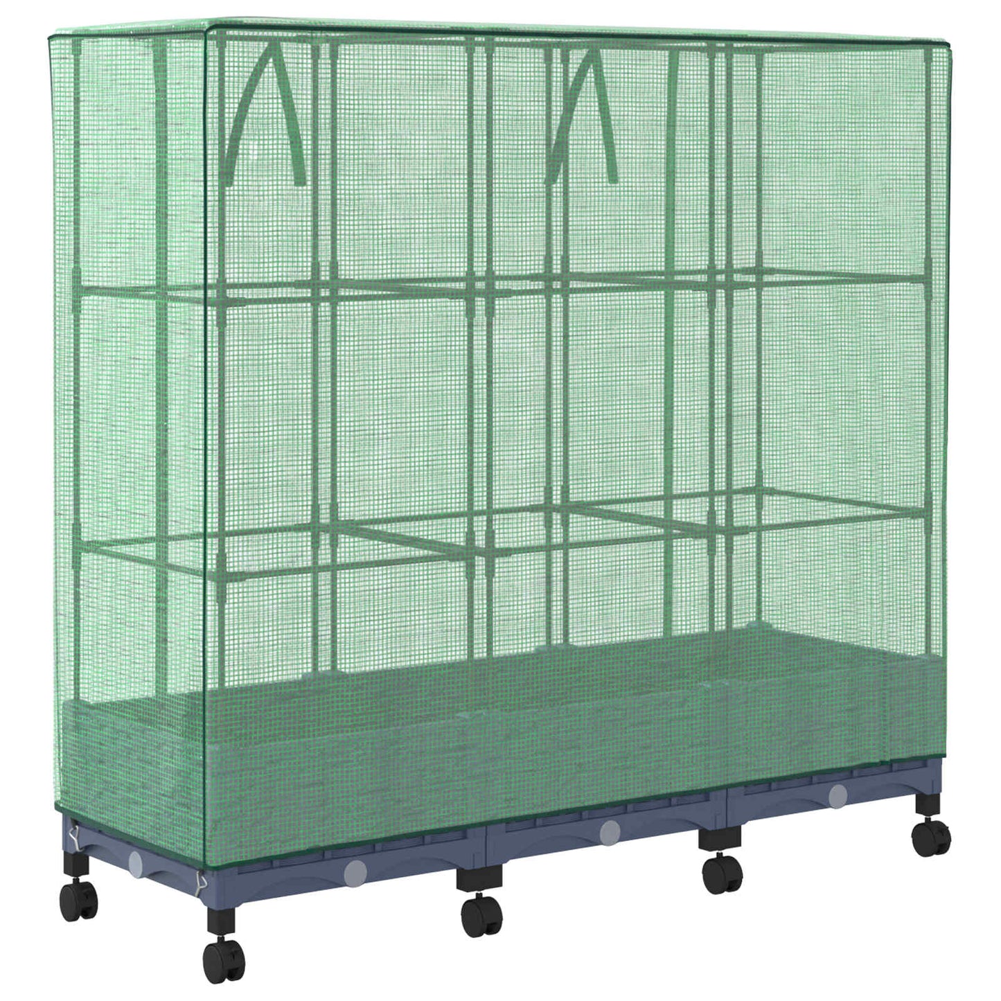 Gartenplanter mit Gewächshausabdeckung und Rädern 3 Stk. PP