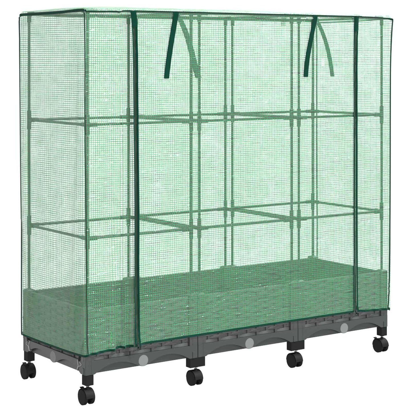 Gartenplanter mit Gewächshausabdeckung und Rädern 3 Stk. PP
