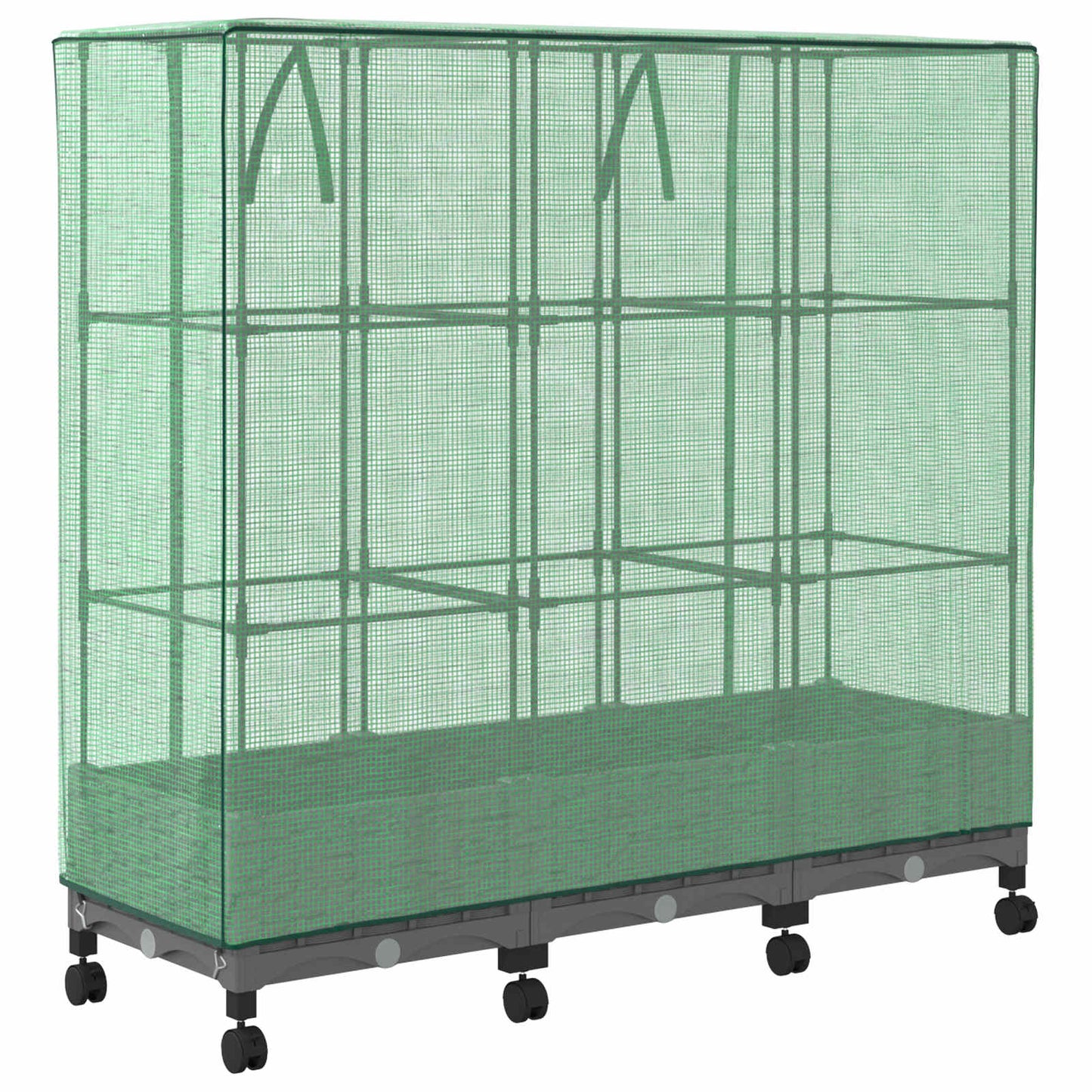 Gartenplanter mit Gewächshausabdeckung und Rädern 3 Stk. PP