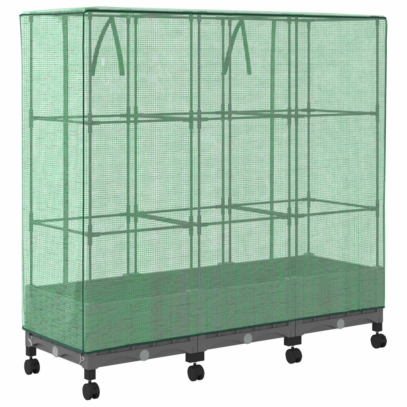 Gartenplanter mit Gewächshausabdeckung und Rädern 3 Stk. PP
