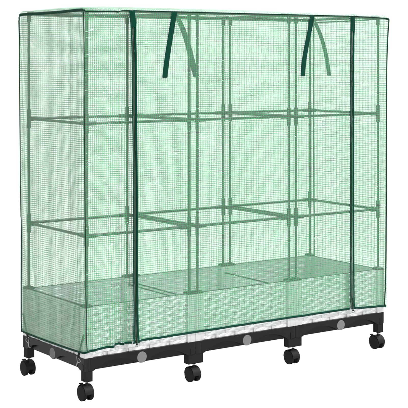 Gartenplanter mit Gewächshausabdeckung und Rädern 3 Stk. Weiß