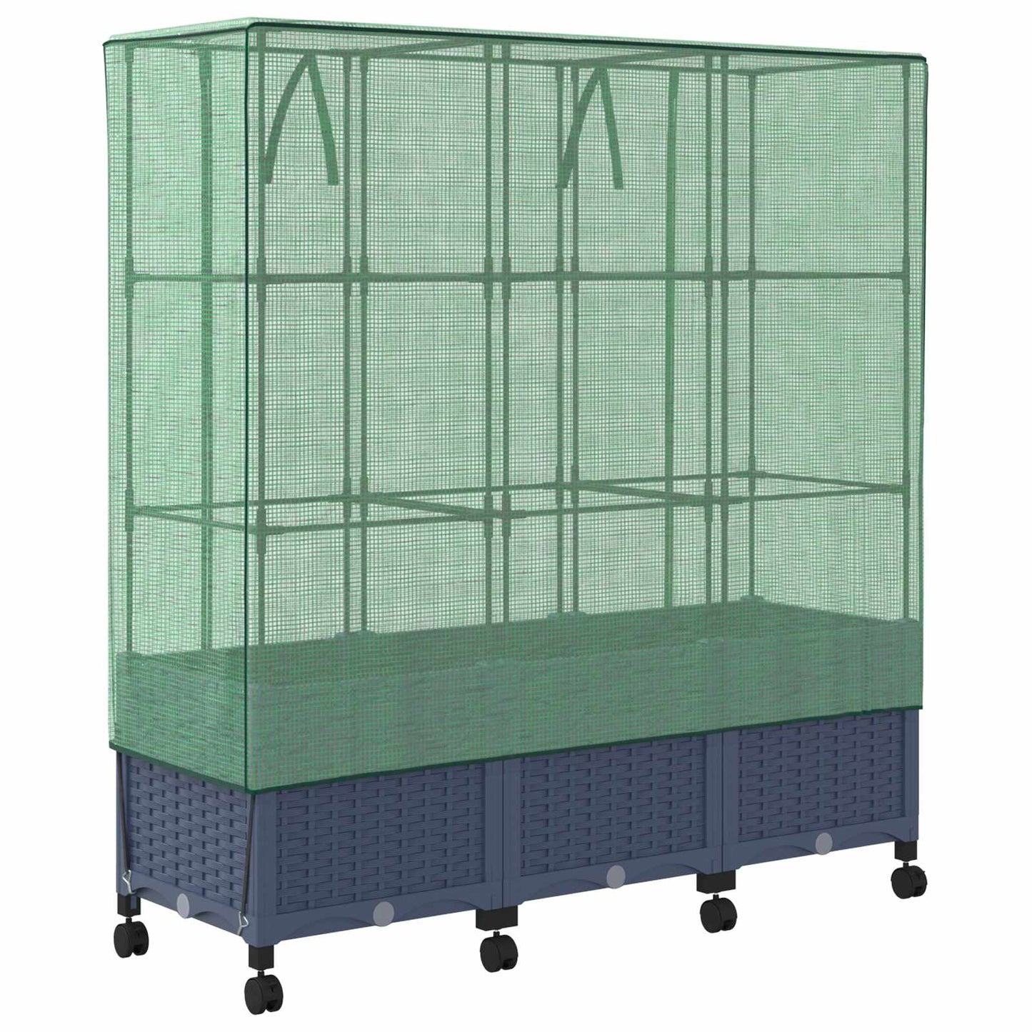 Gartenplanter mit Gewächshausabdeckung und Rädern 3 Stk. PP