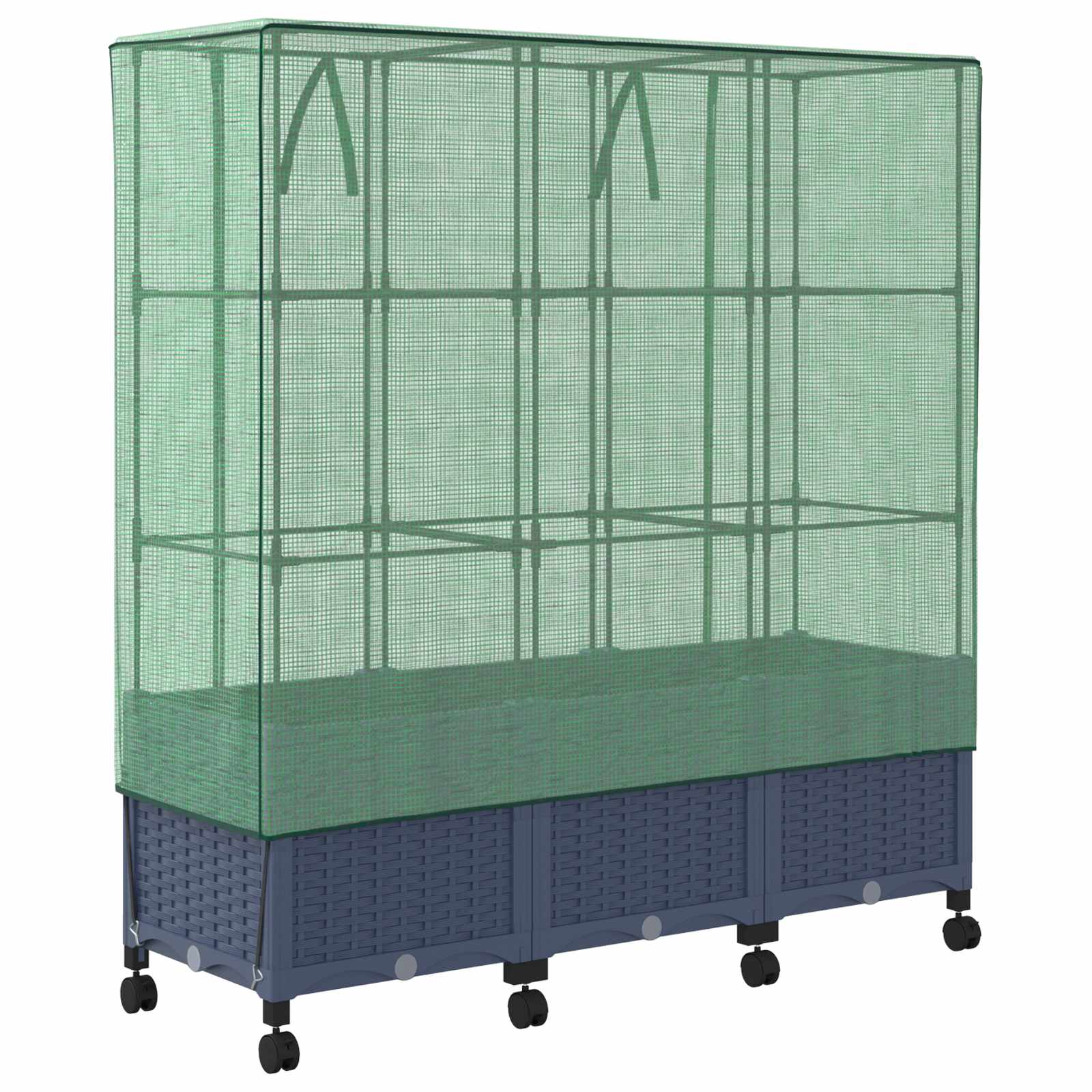 Gartenplanter mit Gewächshausabdeckung und Rädern 3 Stk. PP