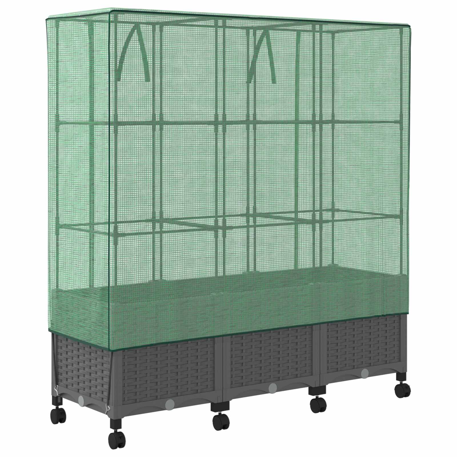 Gartenplanter mit Gewächshausabdeckung und Rädern 3 Stk. PP