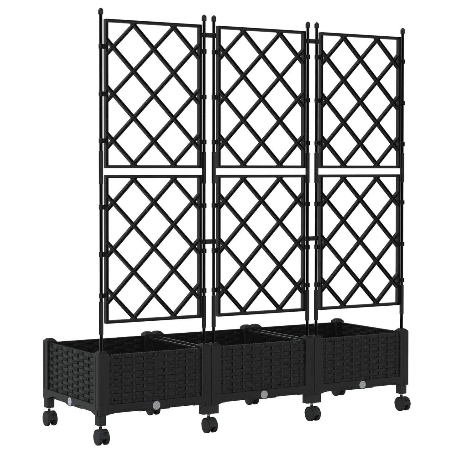 Pflanzkübel mit Spalier und Rädern 3 Stk. Schwarz PP