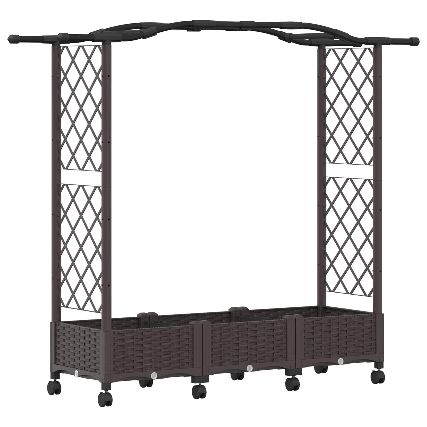 Raised Bed with Trellis and Wheels Braun 169 x 40 x 129 cm PP