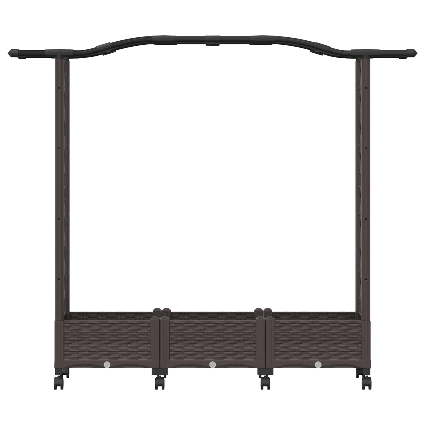 Raised Bed with Trellis and Wheels Braun 169 x 40 x 129 cm PP