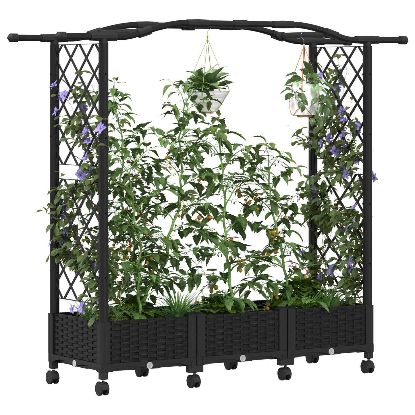 Hochbeet mit Rankgitter und Dach Schwarz 169 x 40 x 129 cm PP