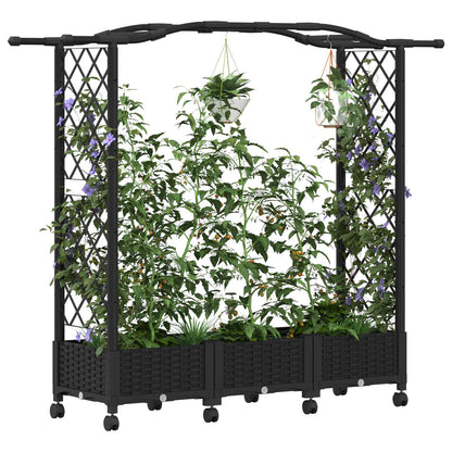 Hochbeet mit Rankgitter und Dach Schwarz 169 x 40 x 129 cm PP