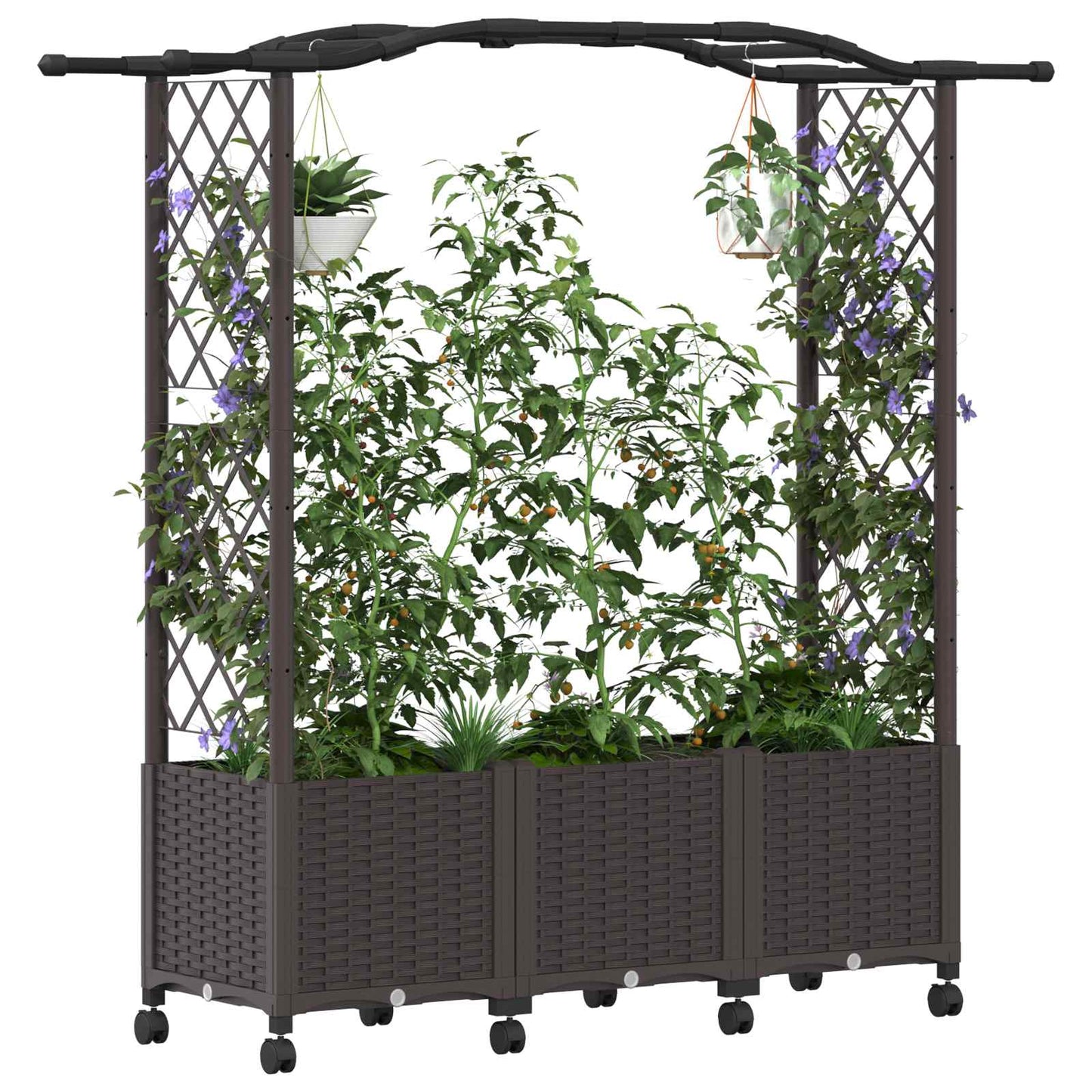 Hochbeet mit Rankgitter und Dach Braun 164 x 40 x 144 cm PP