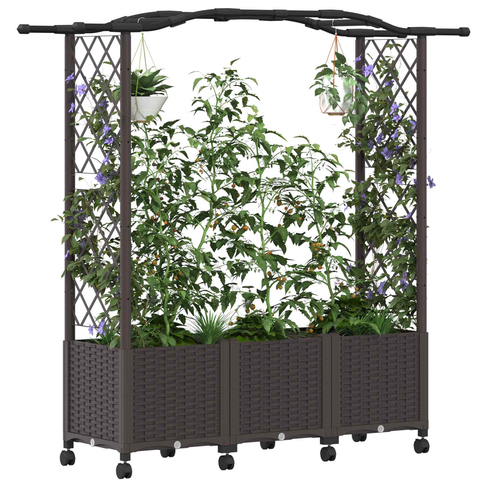 Hochbeet mit Rankgitter und Dach Braun 164 x 40 x 144 cm PP