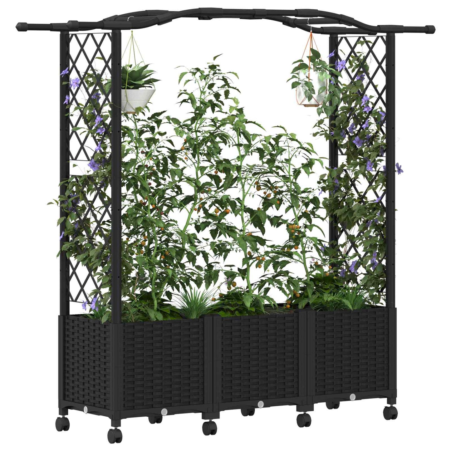 Hochbeet mit Rankgitter und Dach Schwarz 164 x 40 x 144 cm PP