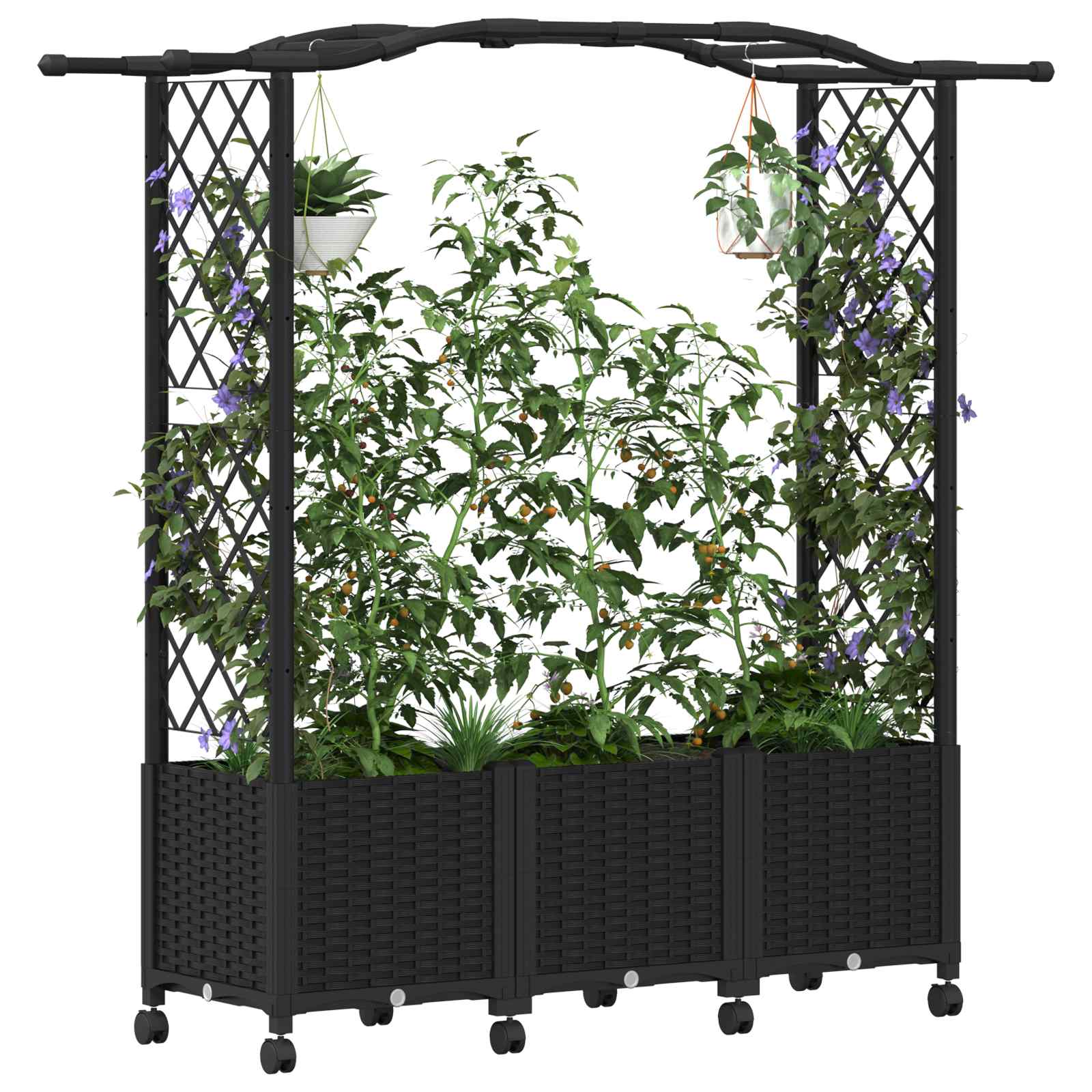 Hochbeet mit Rankgitter und Dach Schwarz 164 x 40 x 144 cm PP