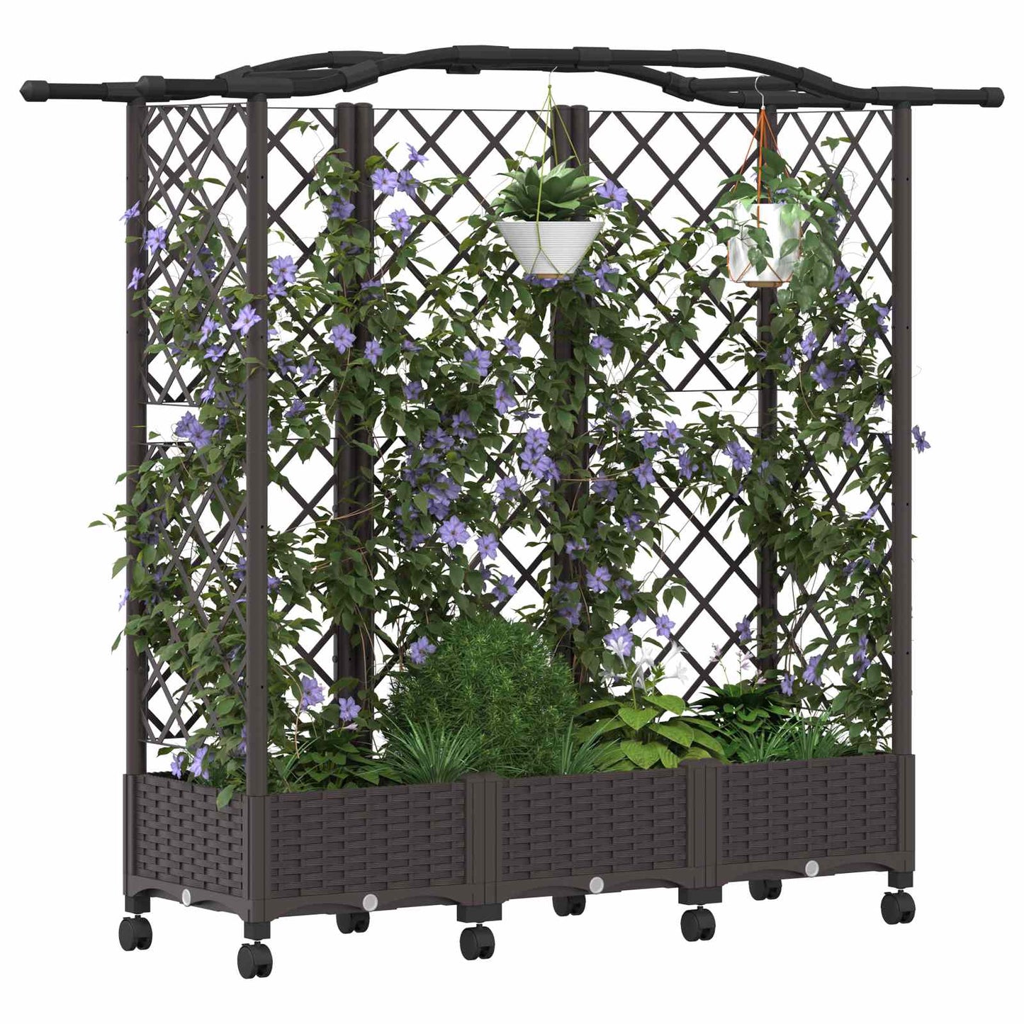 Hochbeet mit Rankgitter und Dach Braun 163 x 40 x 129 cm PP