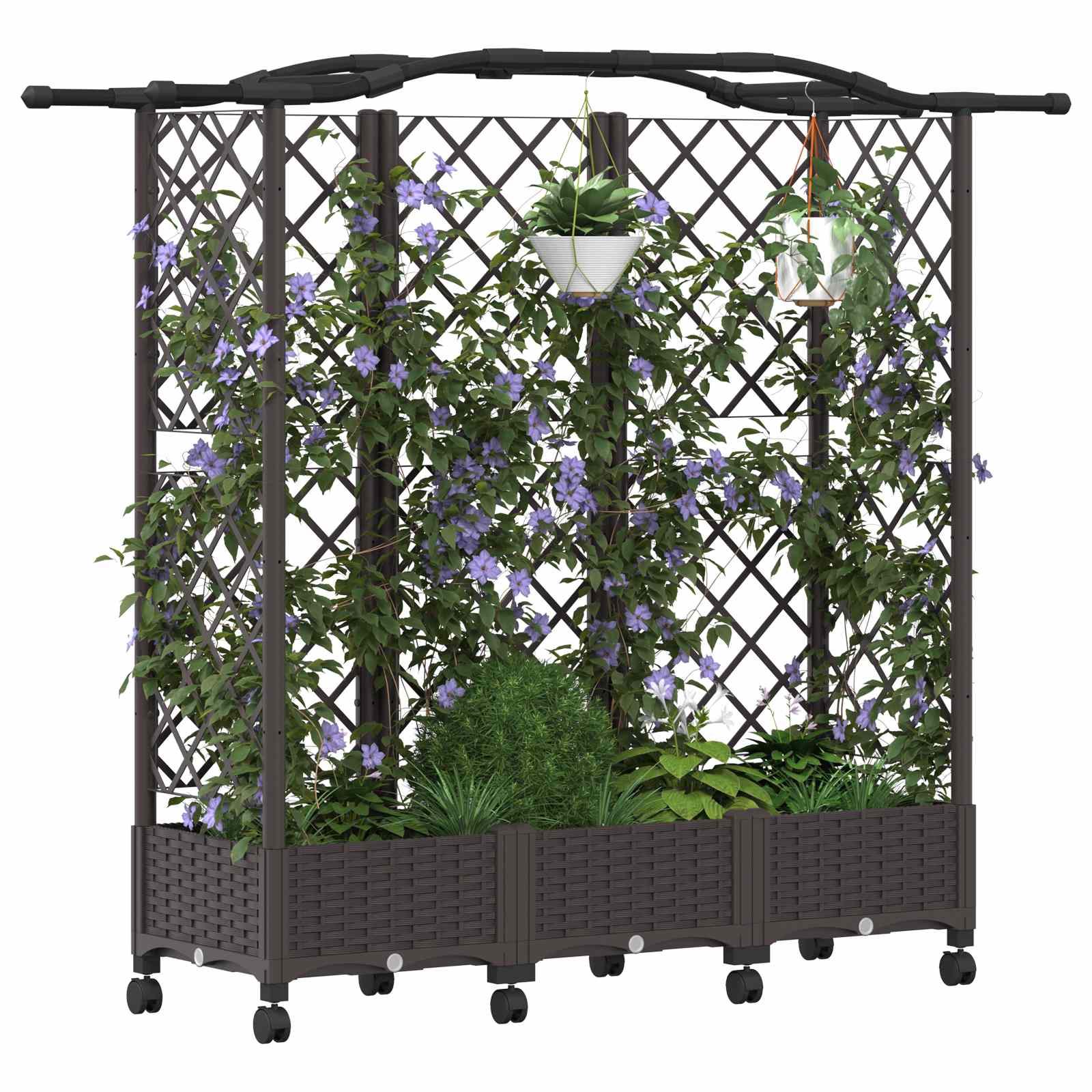 Hochbeet mit Rankgitter und Dach Braun 163 x 40 x 129 cm PP