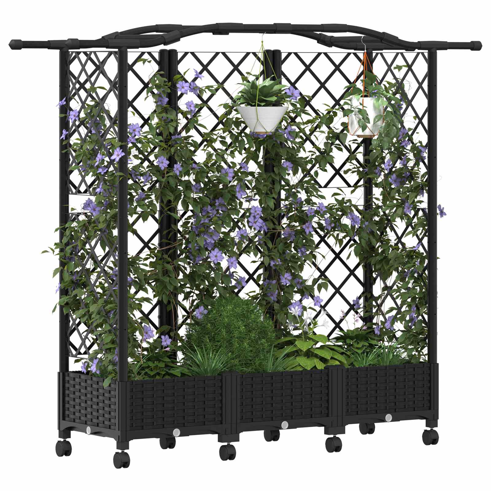 Hochbeet mit Rankgitter und Dach Schwarz 163 x 40 x 129 cm PP