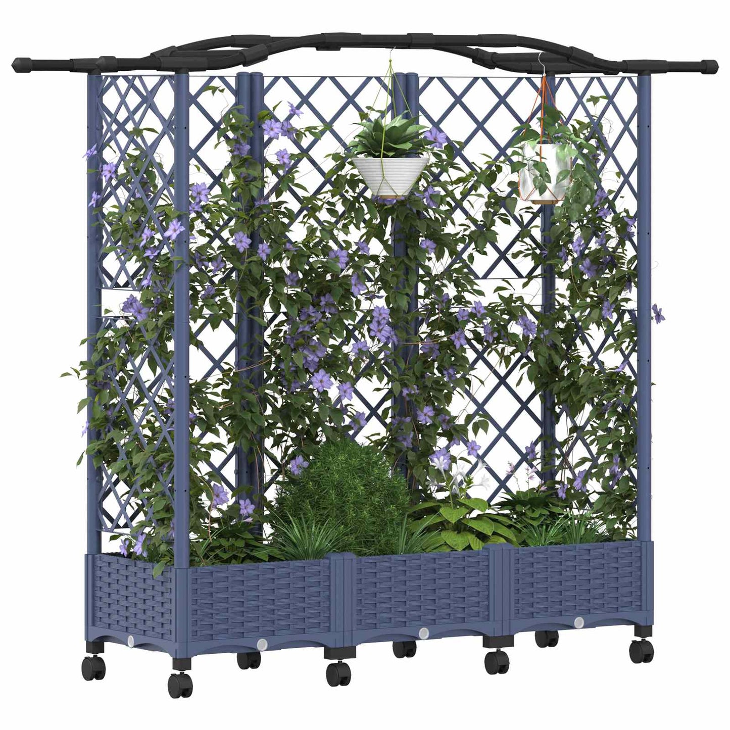 Hochbeet mit Rankgitter und Dach Grau 163 x 40 x 129 cm PP