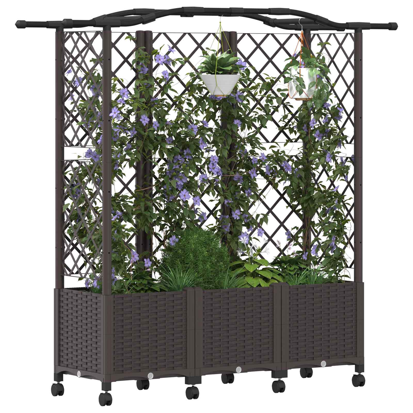Hochbeet mit Rankgitter und Dach Braun 163 x 40 x 144 cm PP