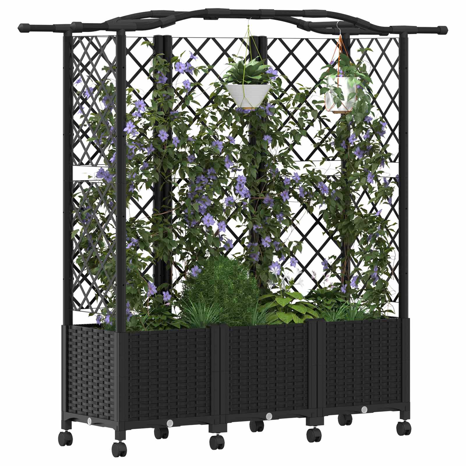 Hochbeet mit Rankgitter und Dach Schwarz 163 x 40 x 144 cm PP