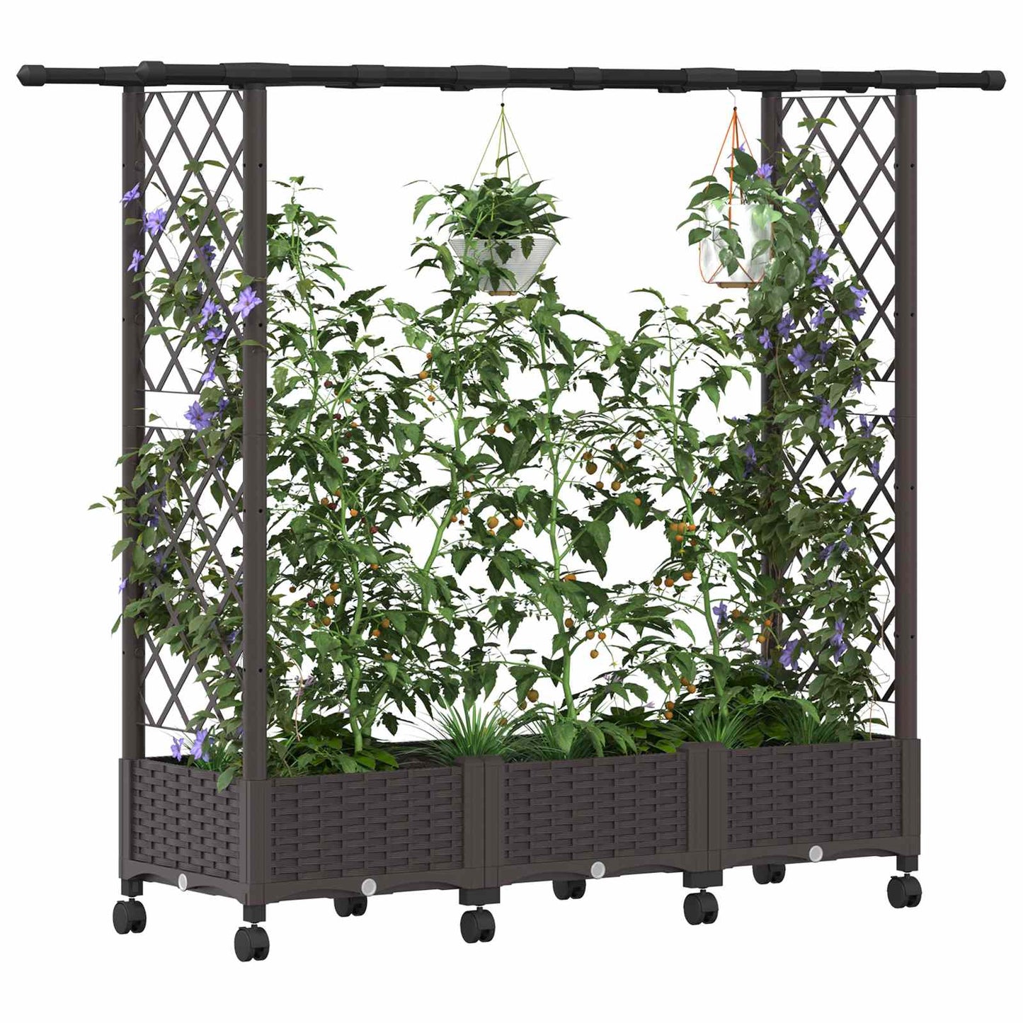 Hochbeet mit Rankgitter und Dach Braun 164 x 40 x 127 cm PP