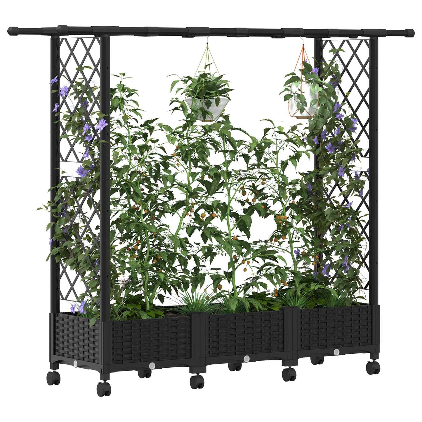 Hochbeet mit Rankgitter und Dach Schwarz 164 x 40 x 127 cm PP