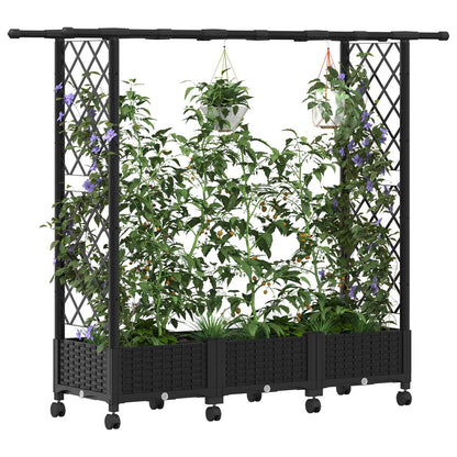 Hochbeet mit Rankgitter und Dach Schwarz 164 x 40 x 127 cm PP