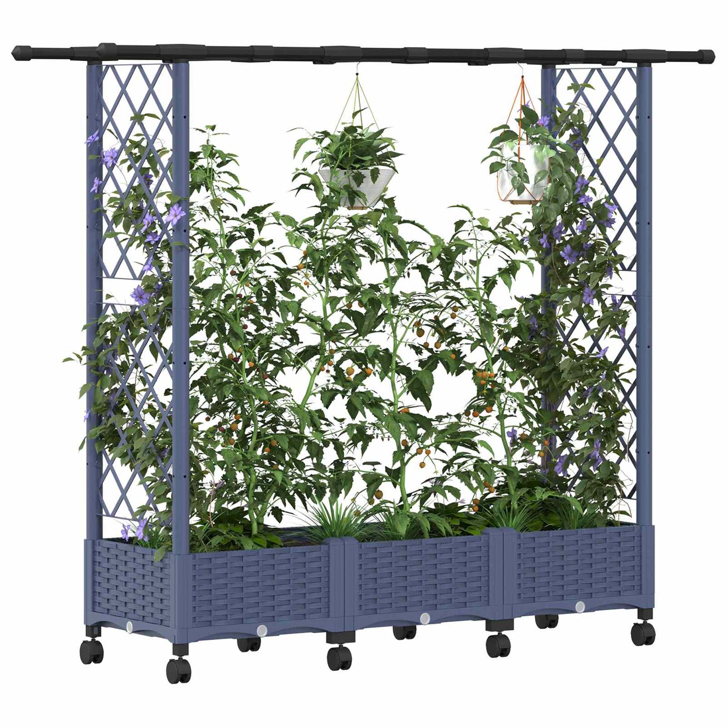 Hochbeet mit Rankgitter und Dach Grau 164 x 40 x 127 cm PP