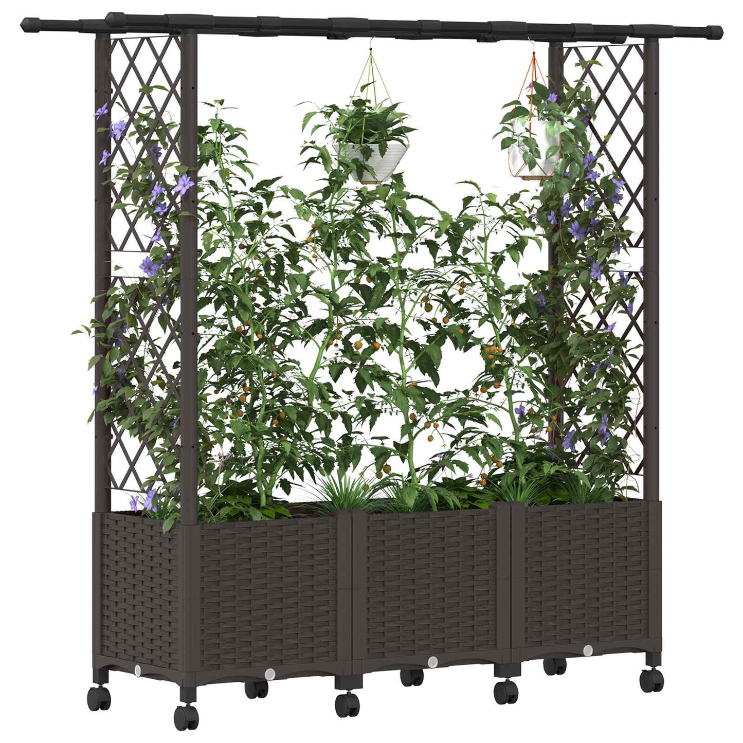 Hochbeet mit Rankgitter und Dach Braun 162,5 x 40 x 142 cm PP