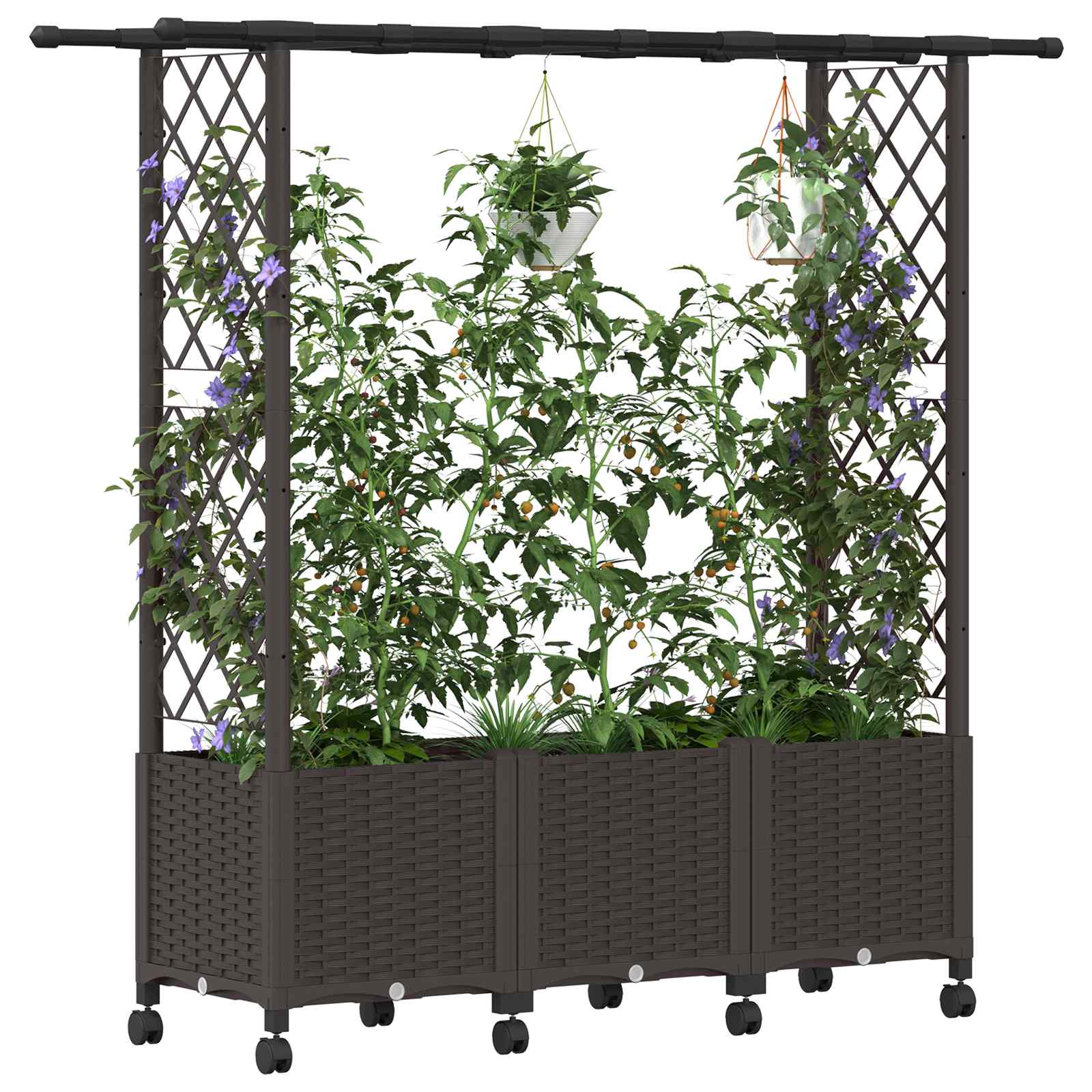 Hochbeet mit Rankgitter und Dach Braun 162,5 x 40 x 142 cm PP