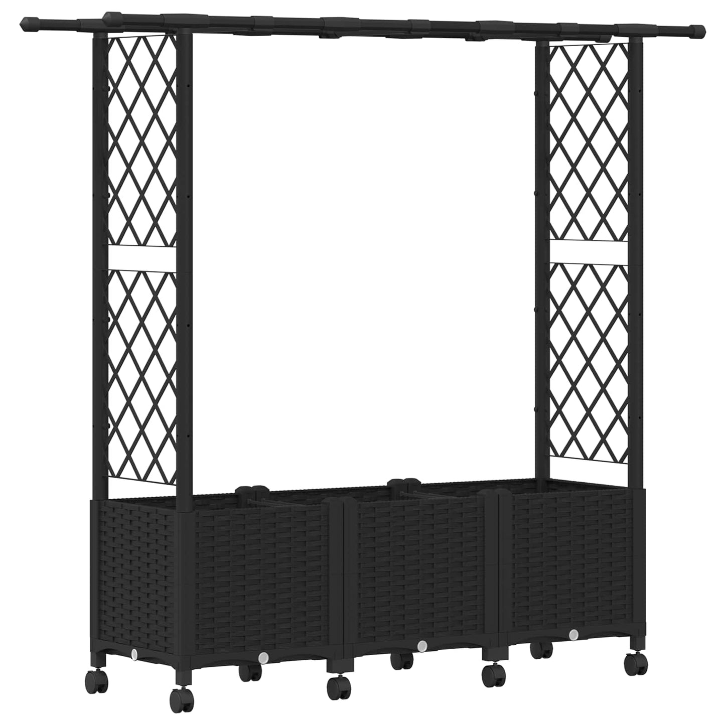 Hochbeet mit Rankgitter und Dach Schwarz 162,5 x 40 x 142 cm PP