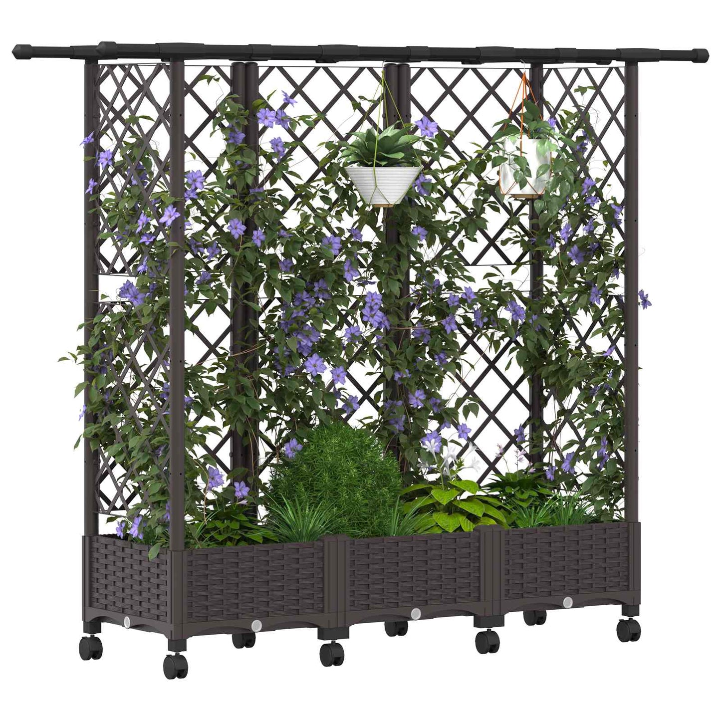 Hochbeet mit Rankgitter und Dach Braun 164 x 40 x 127 cm PP