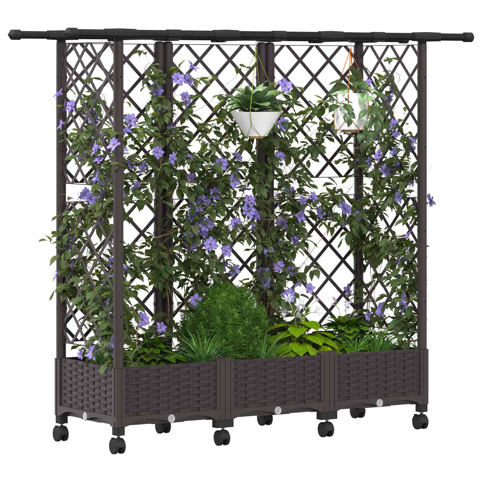 Hochbeet mit Rankgitter und Dach Braun 164 x 40 x 127 cm PP
