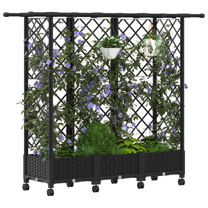 Hochbeet mit Rankgitter und Dach Schwarz 164 x 40 x 127 cm PP