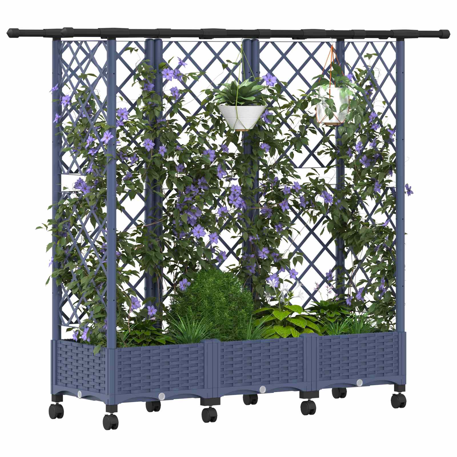 Hochbeet mit Rankgitter und Dach Grau 164 x 40 x 127 cm PP