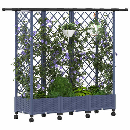 Hochbeet mit Rankgitter und Dach Grau 164 x 40 x 127 cm PP