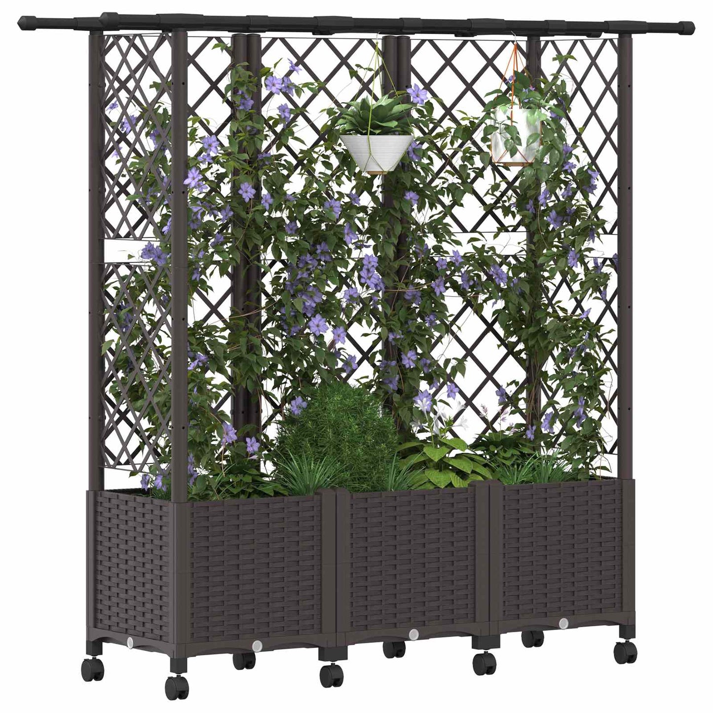 Hochbeet mit Rankgitter und Dach Braun 163,5 x 40 x 142 cm PP